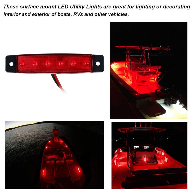 PSEQT LED Boat Interior Lights Marine Courtesy Light Strip Deck Transom Cockpit Navigation Lighting Waterproof for Fishing Pontoon Kayak Yacht Sailboat (Red 10Pcs) - Image 5